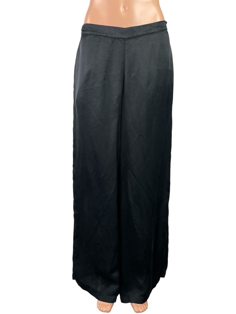 Athleta Calm Cool Women's Black High Rise Baggy Wide Leg Trousers Pants Size L
